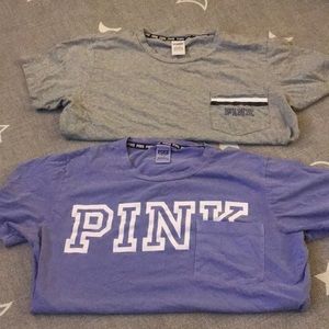 Pair of VS Pink pocket Tee’s size Large. GUC.